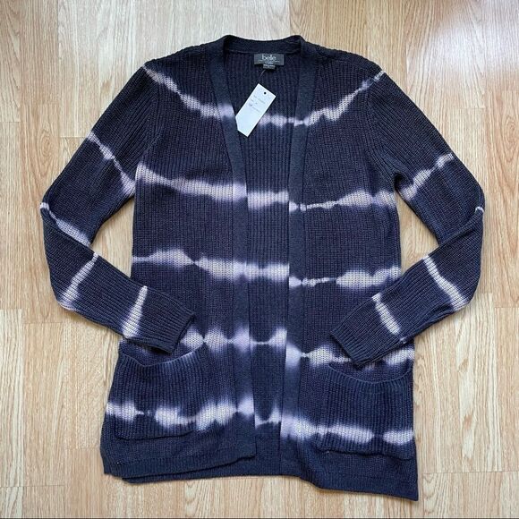 NWT Belldini Navy Blue Tie-Dye Oversized Open Cardigan - Size: Medium - Picture 9 of 9